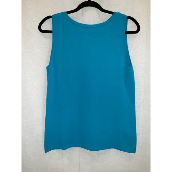 Chico's V-neck Tank top Cool Crepe SL Knit Turquoise Blue size 1 Medium - Picture 3 of 5